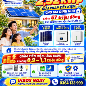 COMBO ĐIỆN NĂNG LƯỢNG MẶT TRỜI 2.5KWP